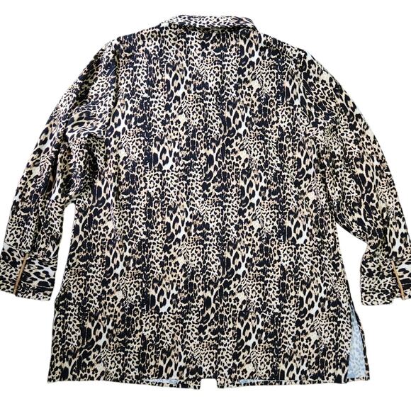 Chico's pullover top collared leopard print size XL 16 - Picture 3 of 10